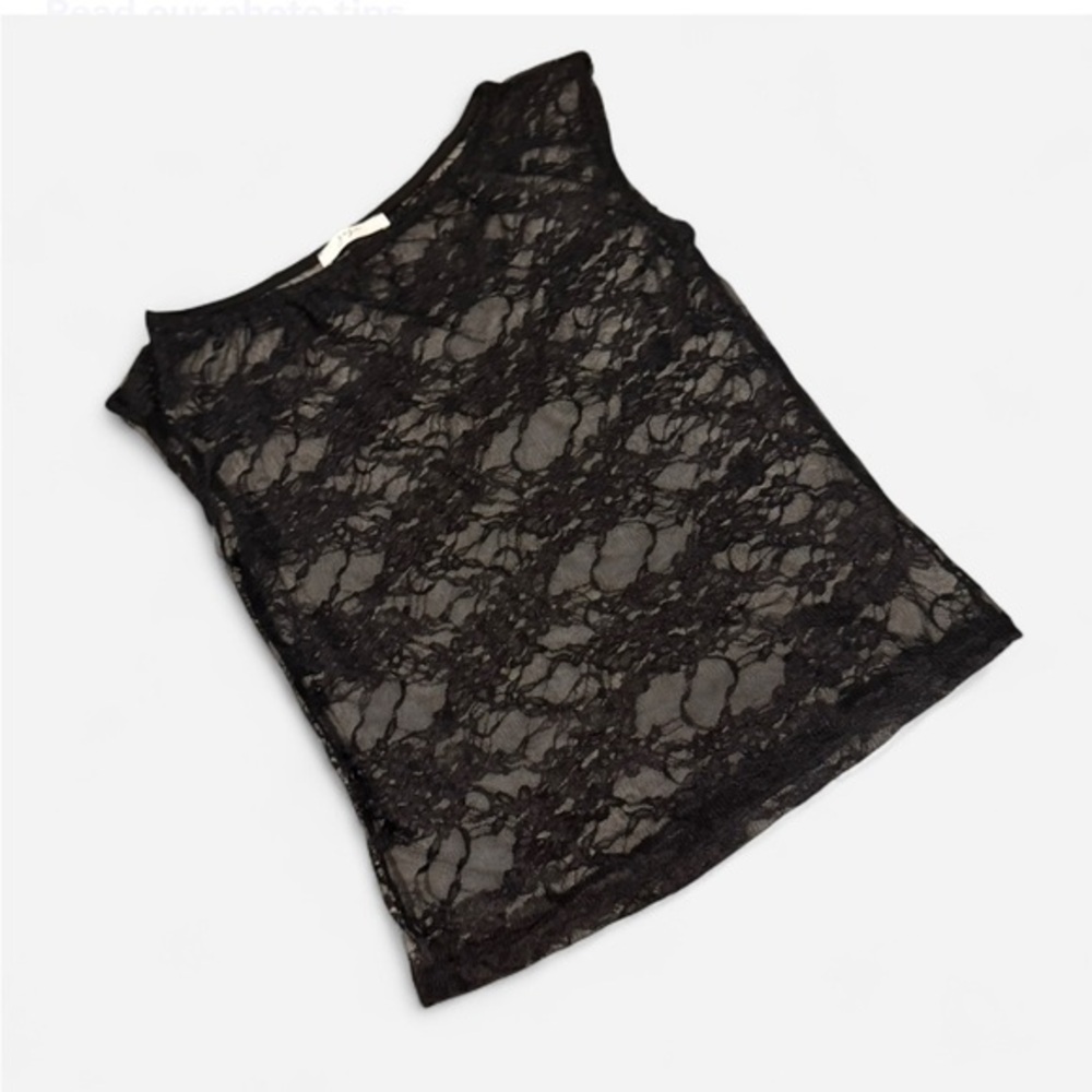 Gaze Black Y2K Floral Lace Sheer Tank Top Whimsigoth Womens XS